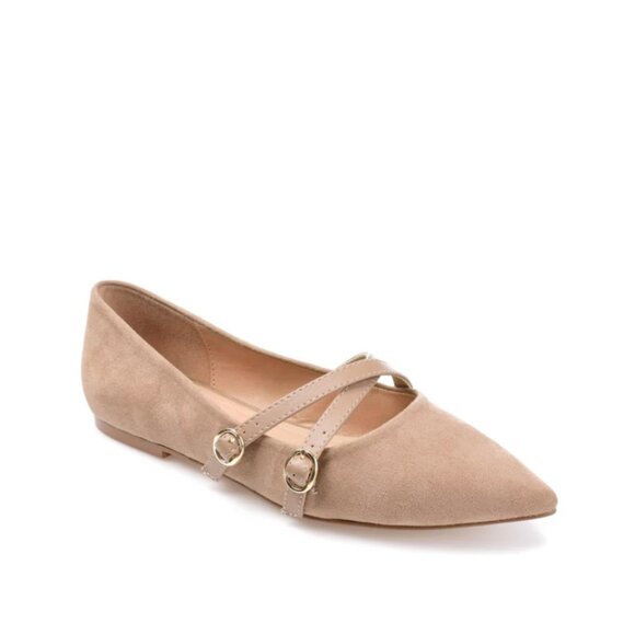 NWOT Journee Collection Patricia Ballet Flats Women’s 7 Taupe Suede Pointed Toe - Picture 1 of 14